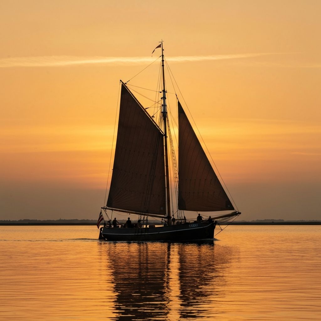 Segelboot bei Sonnenuntergang